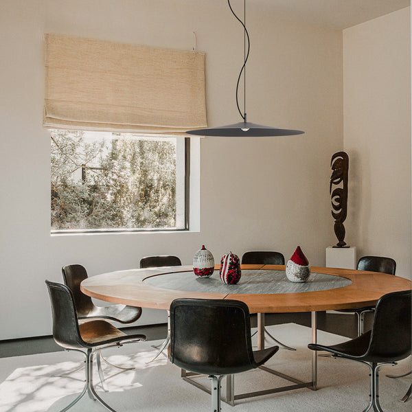 Liora Contemporary Black Metal Saucer Pendant Light